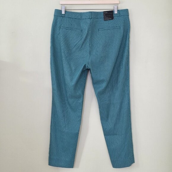 Banana Republic Pants Women 14 Green Geo Pockets Sloan Fit Stretch Ankle Office - Picture 15 of 16